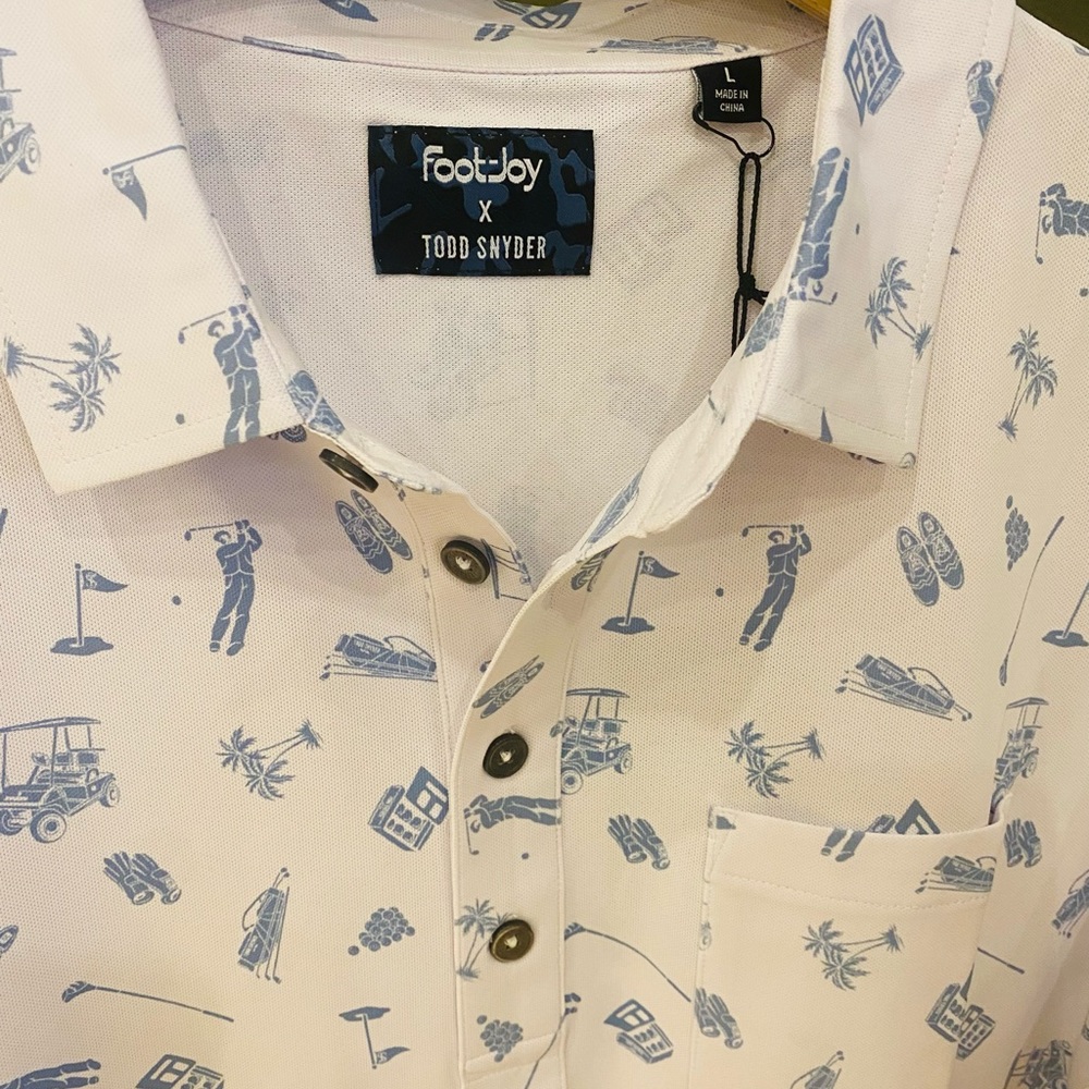 TODD SNYDER X FOOTJOY OXFORD POLO IN white & light blue
